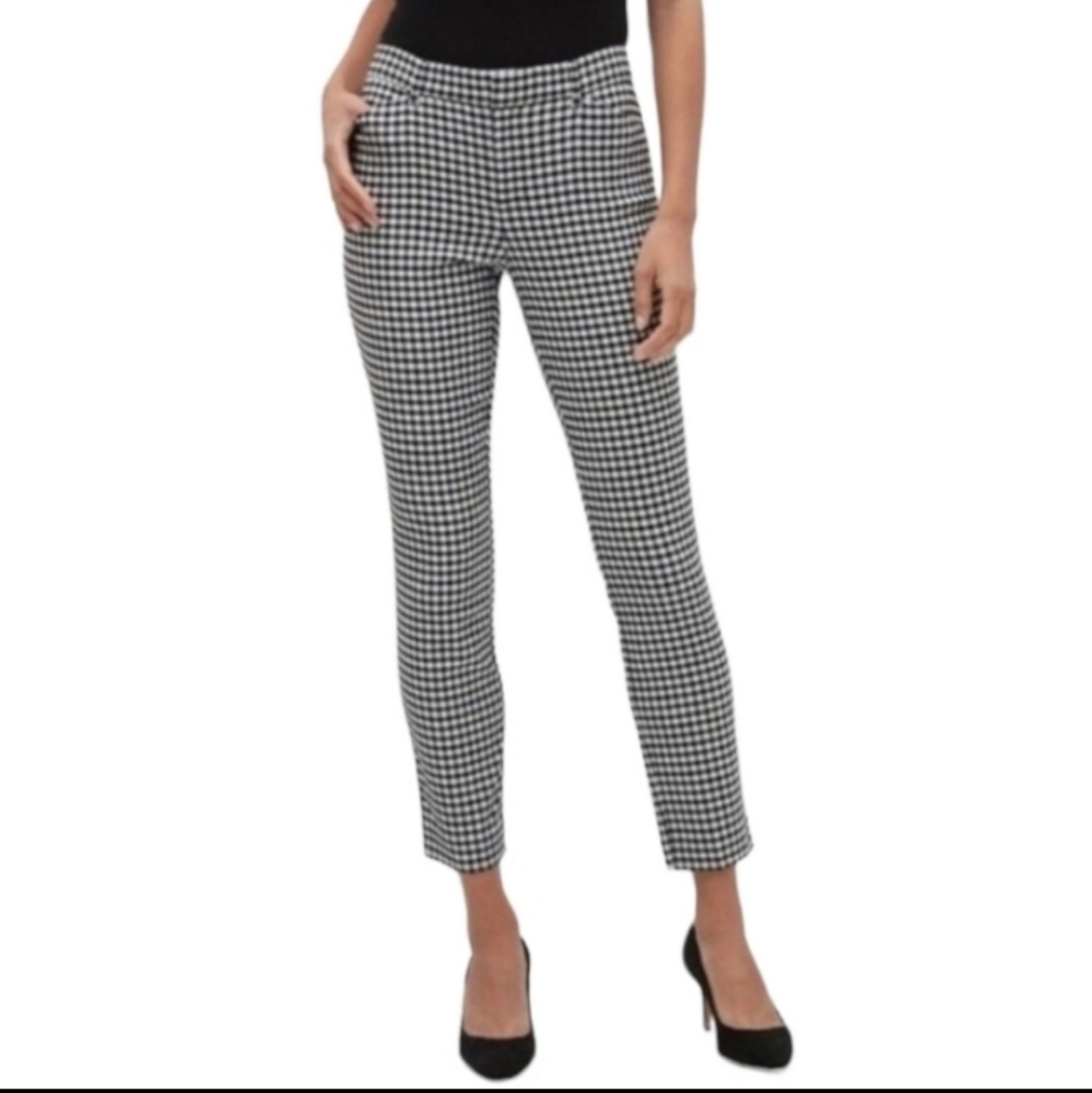 Gap Gingham Black and White Slim City Crop Pants
